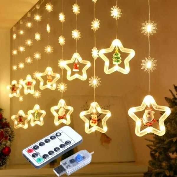 Cortina de Estrellas Led de Navidad
