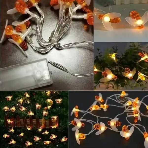Guirnalda Solar de Abejas 3D